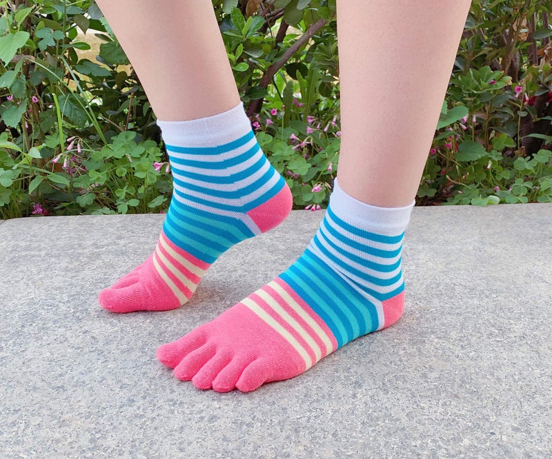 Fasot Women Toe Socks Five Finger Cotton Athletic Mesh Wicking Ankle 6 Pack Set - Image 3